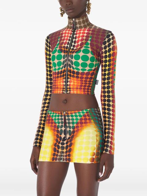 Jean Paul Gaultier high-neck zip-up top - Brown