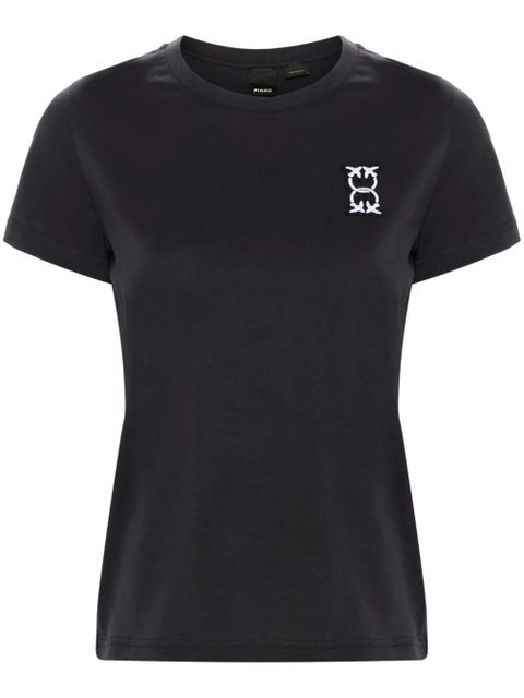 PINKO Love Birds embroidery cotton T-shirt - Blue - zdjęcie produktu nr 1