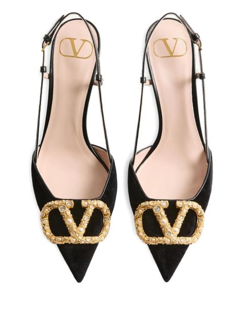 Valentino Garavani 80mm VLogo Signature slingback pumps - Black