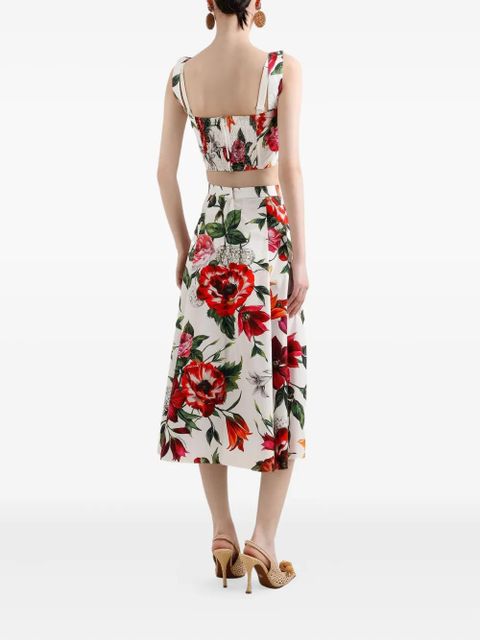 Dolce & Gabbana flower-print poplin top - White