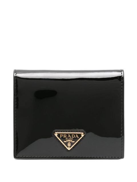 Prada triangle-logo patent leather wallet - Black - zdjęcie produktu nr 1