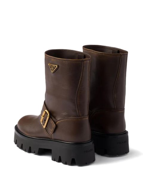 Prada buckle-fastening platform boots - Brown