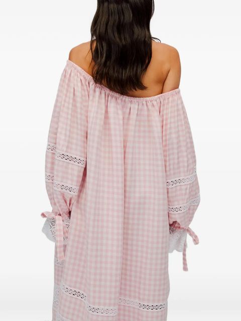 Sleeper Romantica gingham lace-detail maxi dress - Pink