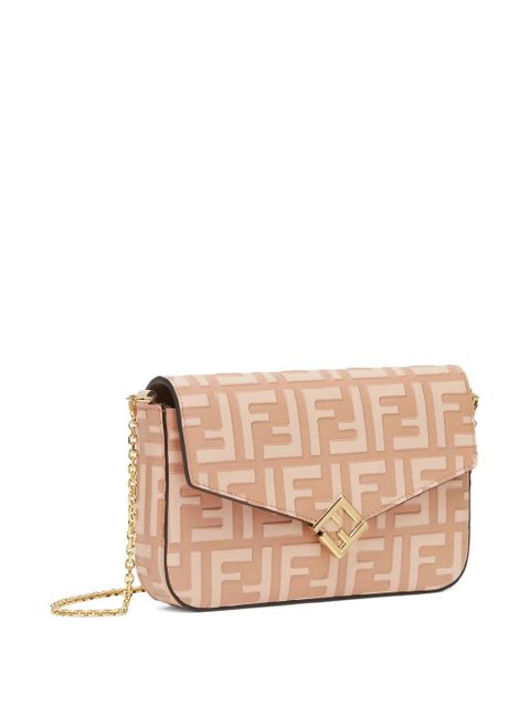FENDI embossed-logo chain-detail wallet - Pink