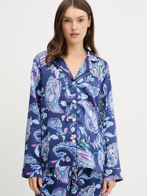 Lauren Ralph Lauren piżama damska kolor niebieski satynowa ILN92480