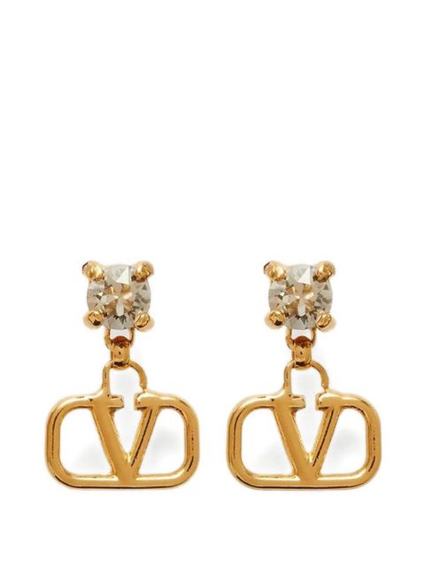 Valentino Garavani Vlogo Signature earrings in metal and Swarovski® crystals - Gold - zdjęcie produktu nr 1