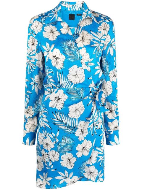 PINKO floral-print wrap style dress - Blue - zdjęcie produktu nr 1
