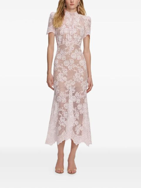 Self-Portrait lace crystals midi dress - Pink - zdjęcie produktu nr 1