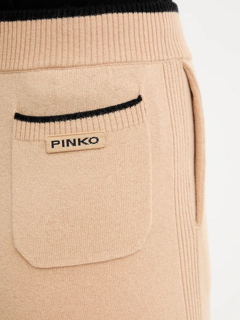 Pinko spodnie dresowe z dodatkiem wełny damskie kolor beżowy gładkie 105490 A2Q9