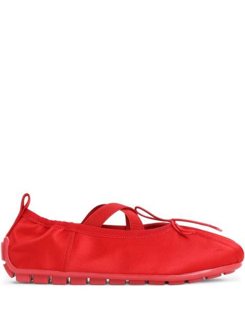 Simone Rocha Grip cross-strap pleated ballet flats - Red - zdjęcie produktu nr 1