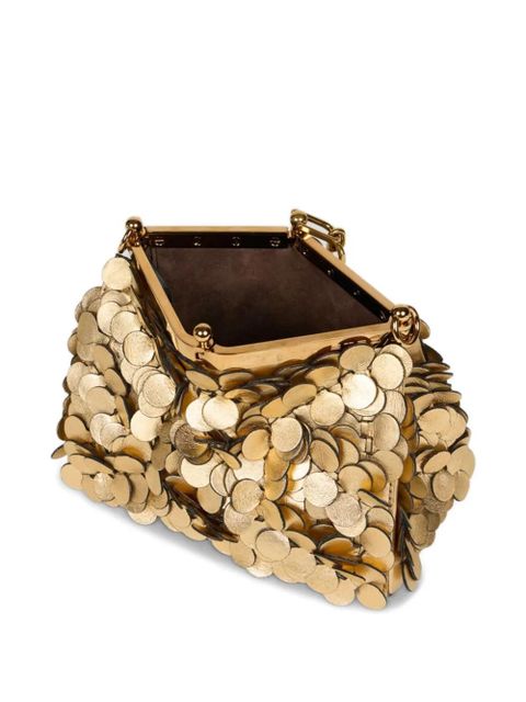 ETRO Vela laminated-sequin small shoulder bag - Gold