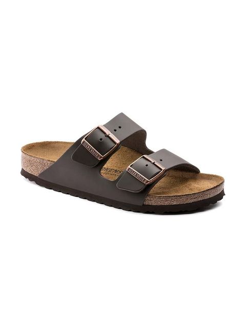 Birkenstock klapki skórzane Arizona damskie kolor brązowy 51103