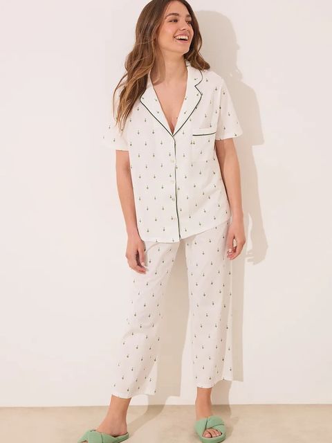 women'secret piżama bawełniana damska kolor biały bawełniana 3599200 - zdjęcie produktu nr 1
