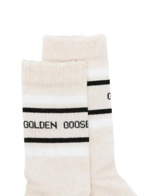 Golden Goose striped intarsia-logo socks - Neutrals