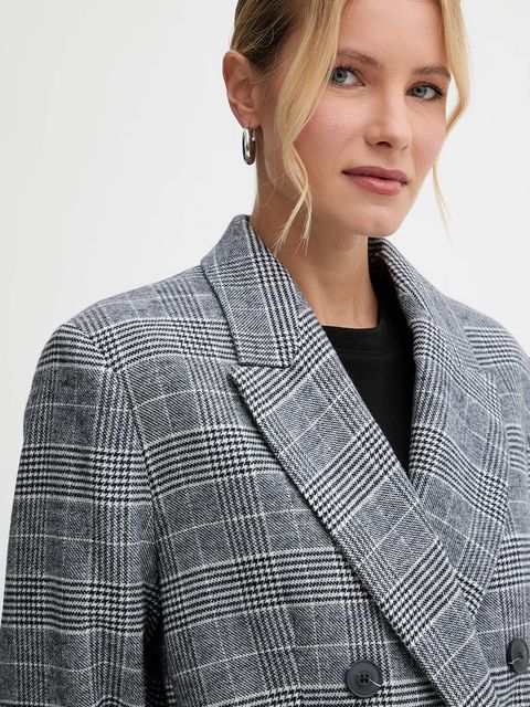 MAX&Co. marynarka z dodatkiem wełny kolor granatowy dwurzędowa wzorzysta 2526046084200