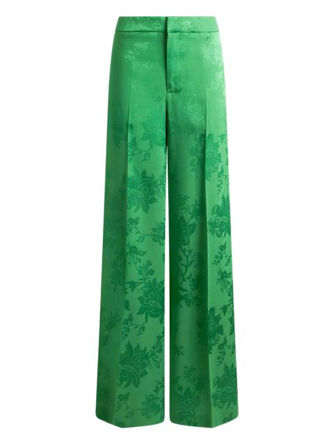 ETRO floral-motif jacquard trousers - Green - zdjęcie produktu nr 1