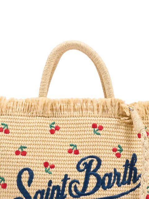MC2 Saint Barth Vanity cherry embroidered fringe bag - Neutrals