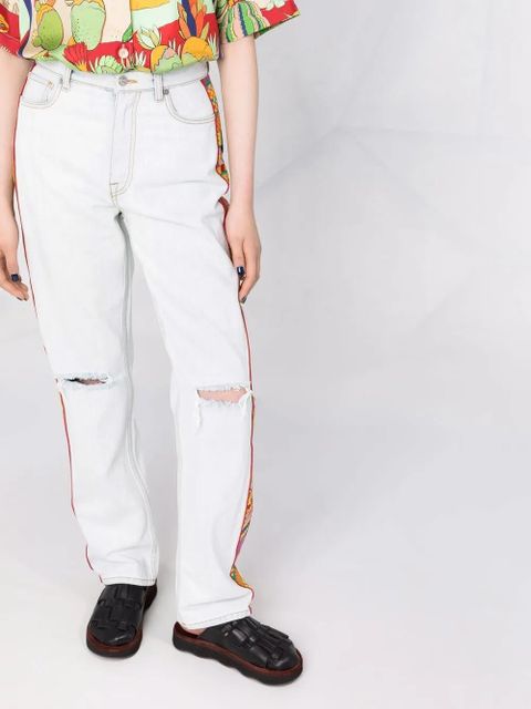 ETRO embroidered-trim straight-leg jeans - Blue