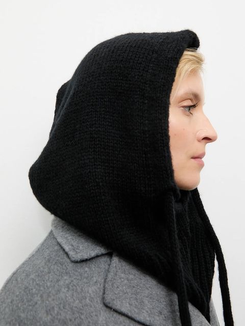Answear.LAB kaptur z wełną merino kolor czarny