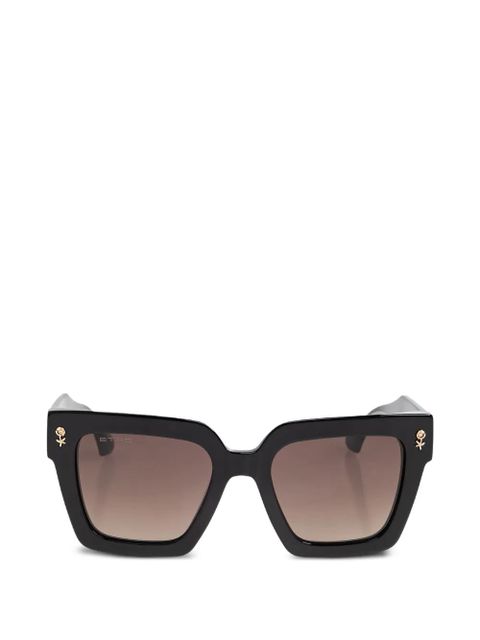 ETRO rose-detail square-frame sunglasses - Black