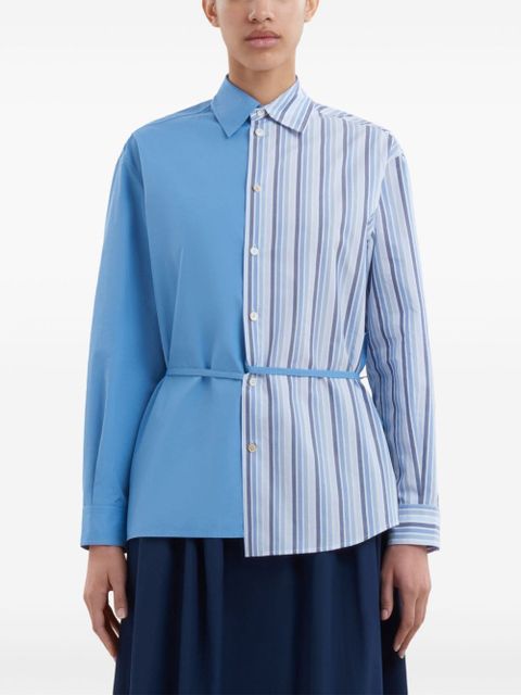 Marni panelled half-and-half cotton shirt - Blue
