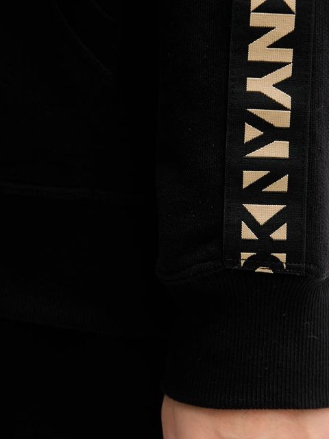 Dkny bluza bawełniana damska kolor czarny z kapturem z aplikacją DP5J9645