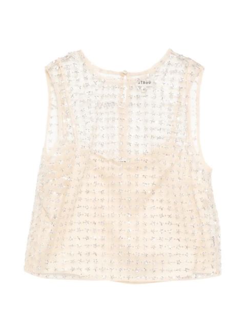 STAUD sequined tulle top - Neutrals - zdjęcie produktu nr 1