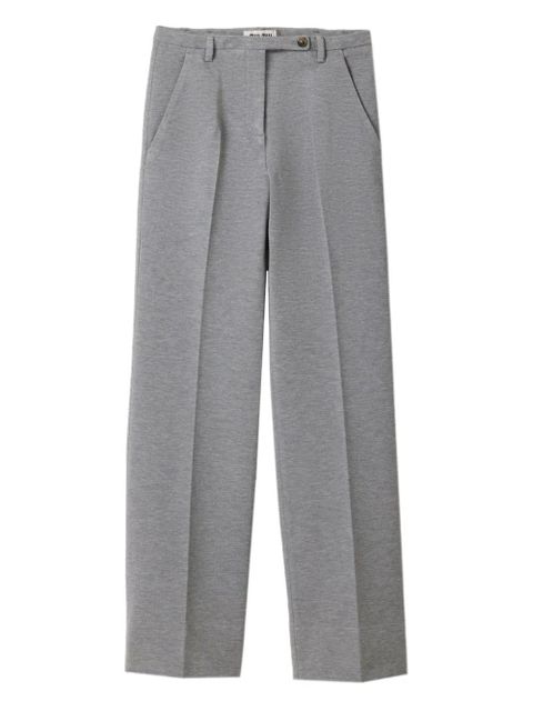 Miu Miu embroidered-logo trousers - Grey - zdjęcie produktu nr 1