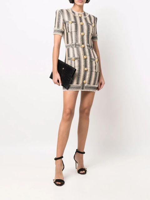 Balmain stiped pique dress - Neutrals