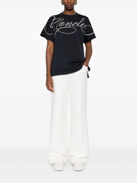 Moncler embroidered-logo T-shirt - Blue