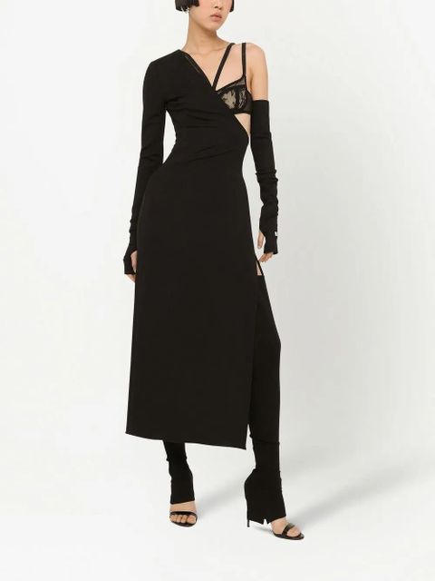 Dolce & Gabbana detachable-sleeve one-shoulder midi dress - Black - zdjęcie produktu nr 2