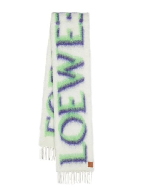 LOEWE intarsia logo-knit scarf - White - zdjęcie produktu nr 1
