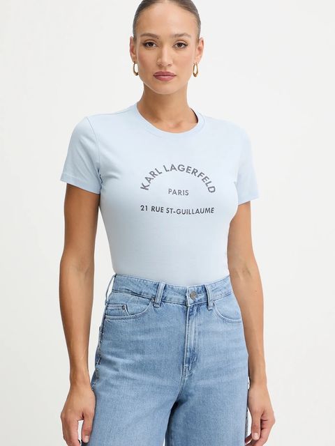 Karl Lagerfeld t-shirt bawełniany damski kolor niebieski B1W17033 - zdjęcie produktu nr 1