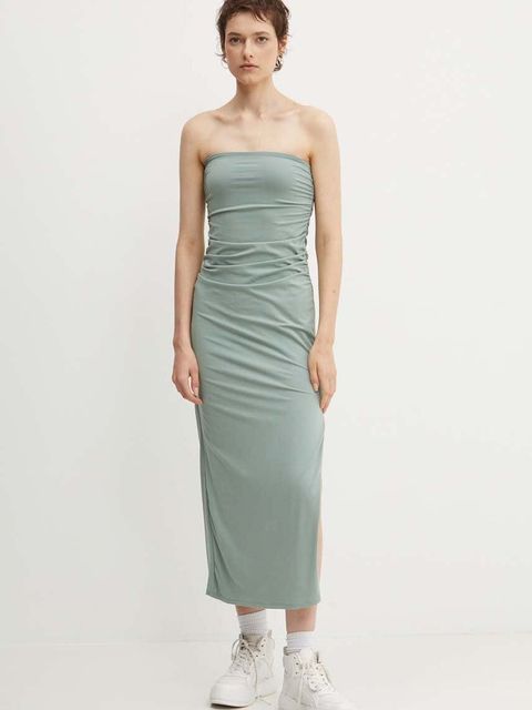 Abercrombie & Fitch sukienka kolor turkusowy midi dopasowana