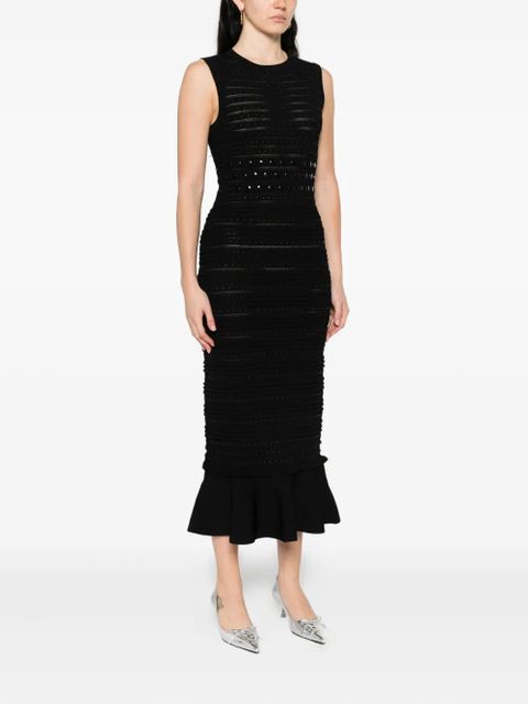 SANDRO textured-knit flared midi dress - Black - zdjęcie produktu nr 2