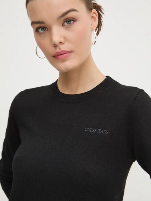 Guess Jeans sweter z domieszką wełny damski kolor czarny W4BR83 Z3HO2