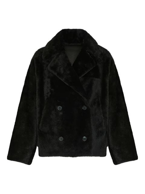 Yves Salomon double-breasted shearling jacket - Black - zdjęcie produktu nr 1