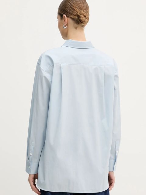 Calvin Klein Jeans koszula damska kolor niebieski relaxed z kołnierzykiem klasycznym LV047C143G