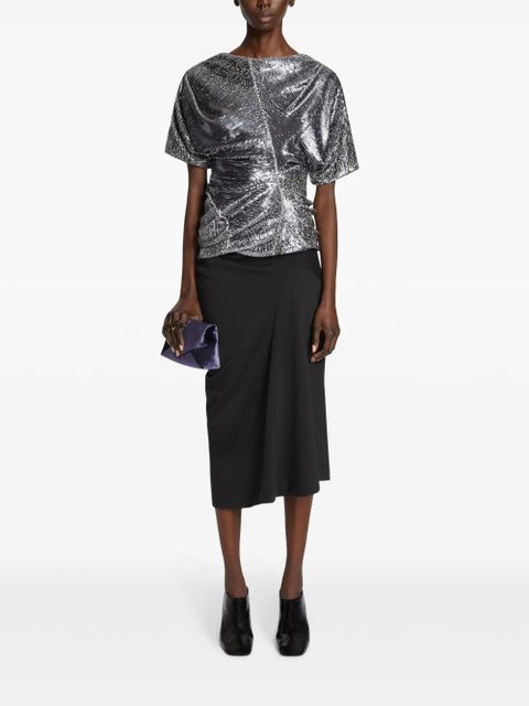 DRIES VAN NOTEN draped cotton midi skirt - Black