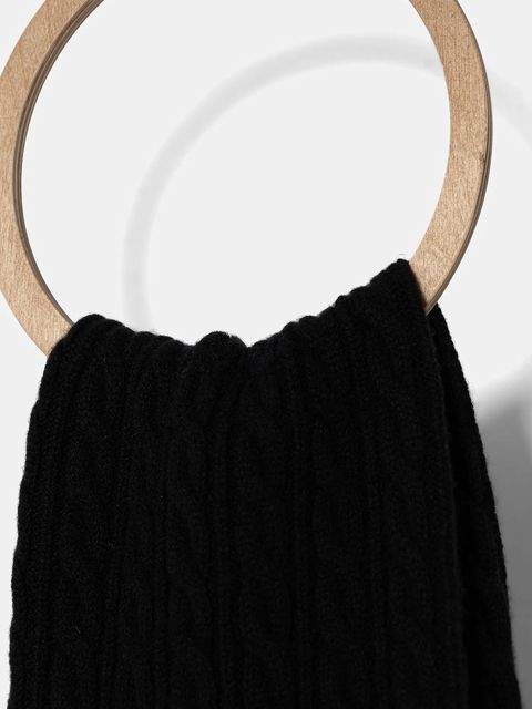 Patou szalik wełniany damski kolor czarny z aplikacją AC1048041 - zdjęcie produktu nr 2