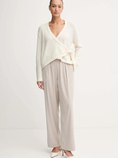 Gaudi kardigan z dodatkiem wełny damski kolor beżowy lekki 521FD53010