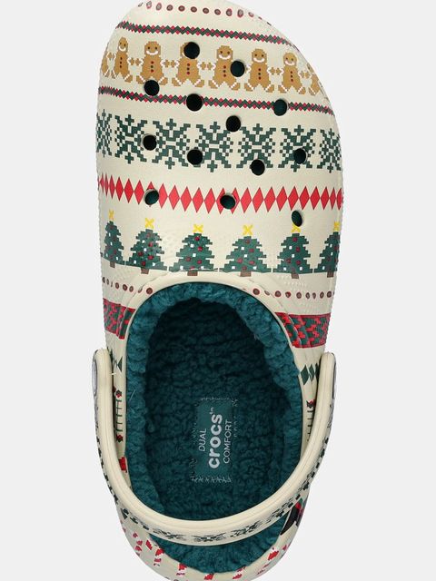 Crocs kapcie Classic Lined Fair Isle Clog kolor beżowy 212050