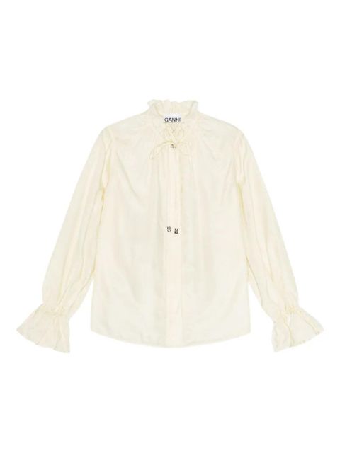 GANNI ruffled-cuff blouse - Neutrals - zdjęcie produktu nr 1