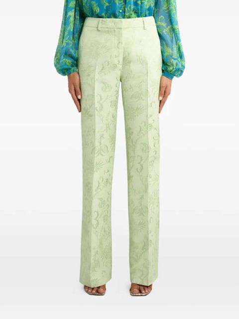 ETRO floral-motif jacquard trousers - Green