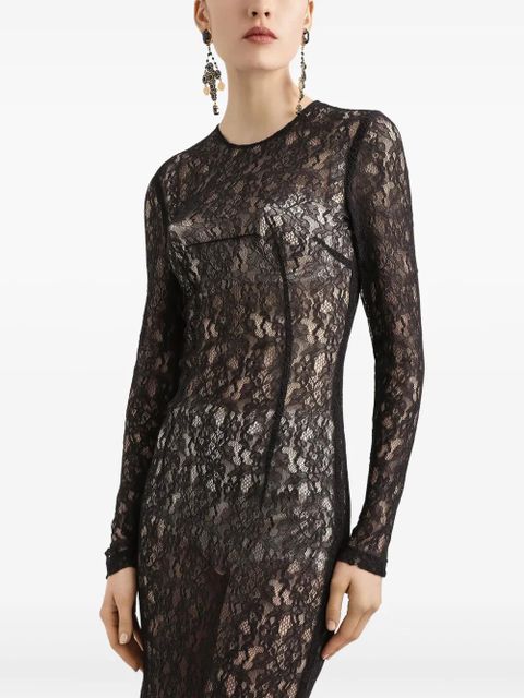 Dolce & Gabbana floral-lace midi dress - Black