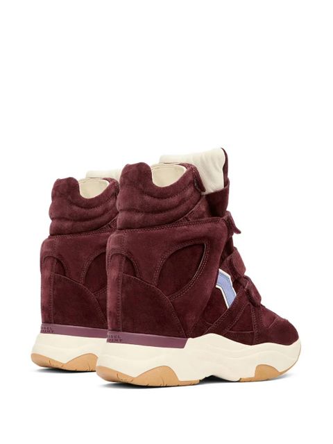 ISABEL MARANT Balskee suede panelled wedge sneakers - Red