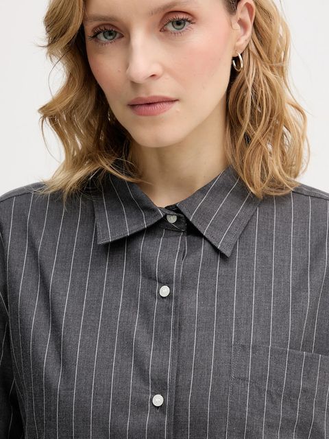 Tommy Hilfiger koszula bawełniana damska kolor szary regular z kołnierzykiem klasycznym WW0WW46851