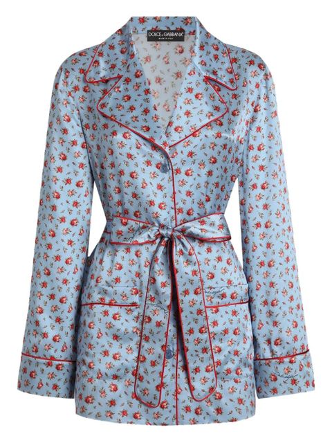 Dolce & Gabbana floral-print tie top - Blue - zdjęcie produktu nr 1