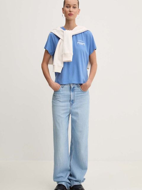 Abercrombie & Fitch t-shirt bawełniany damski kolor niebieski KI157-4307