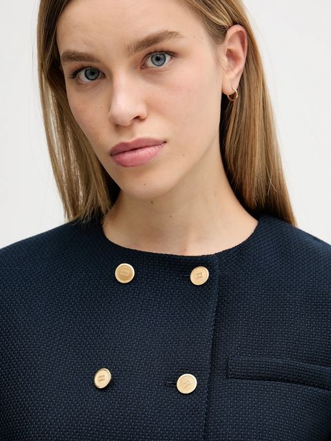 Tommy Hilfiger kurtka z dodatkiem wełny kolor granatowy przejściowa WW0WW47792